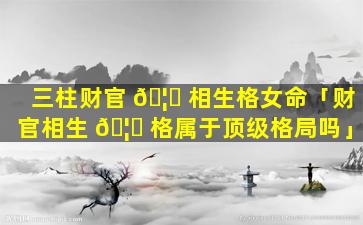 三柱财官 🦉 相生格女命「财官相生 🦟 格属于顶级格局吗」